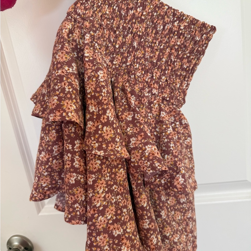 ARULA Textured Knit Skirt in Pink and Brown